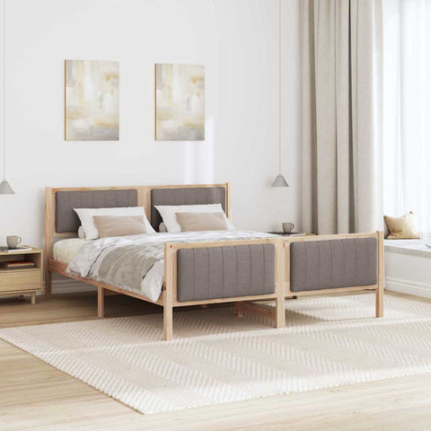 vidaXL Bed frame Brown and taupe 150 x 200 cm Solid pine wood