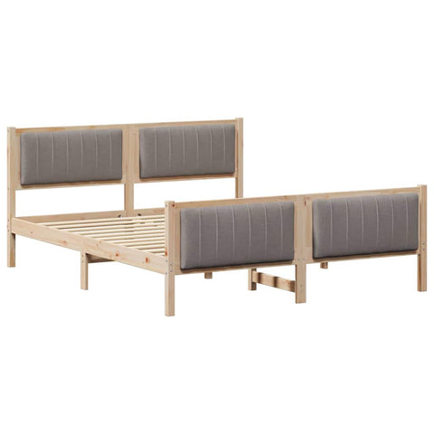 vidaXL Bed frame Brown and taupe 150 x 200 cm Solid pine wood