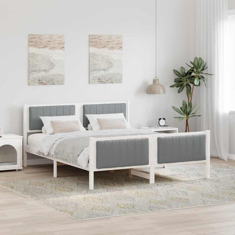 vidaXL Bed frame White and light grey 150 x 200 cm Solid pine wood