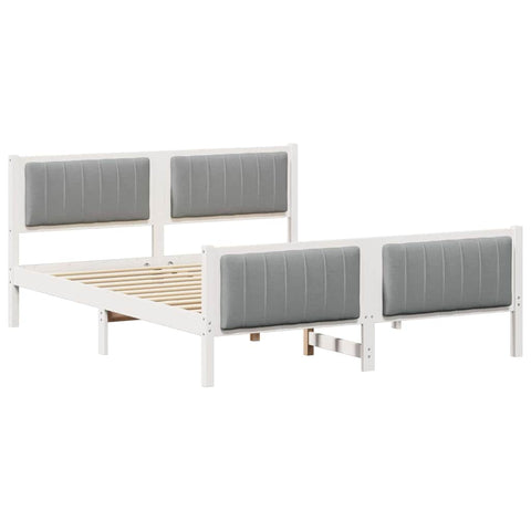vidaXL Bed frame White and light grey 150 x 200 cm Solid pine wood