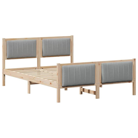 vidaXL Bed frame Brown and light grey 140 x 200 cm Solid pine wood