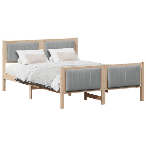vidaXL Bed frame Brown and light grey 140 x 200 cm Solid pine wood