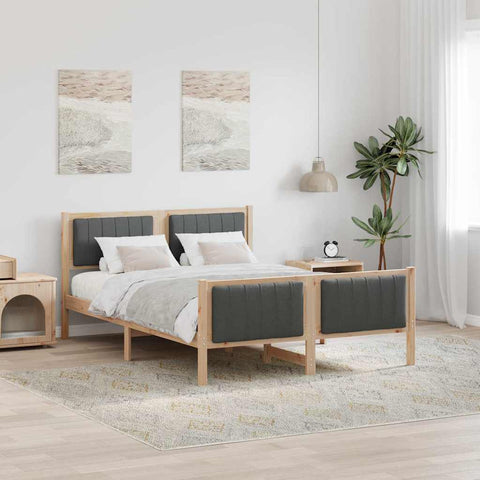vidaXL Bed frame Brown and dark grey 140 x 200 cm Solid pine wood