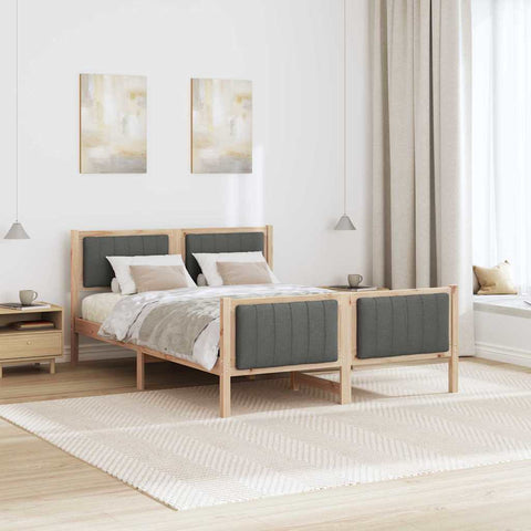 vidaXL Bed frame Brown and dark grey 140 x 200 cm Solid pine wood