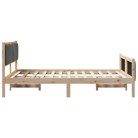 vidaXL Bed frame Brown and dark grey 140 x 200 cm Solid pine wood