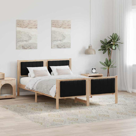 vidaXL Bed frame Brown and black 140 x 200 cm Solid pine wood