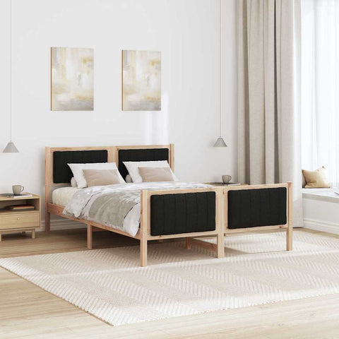 vidaXL Bed frame Brown and black 140 x 200 cm Solid pine wood