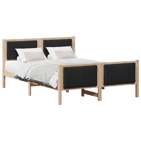 vidaXL Bed frame Brown and black 140 x 200 cm Solid pine wood