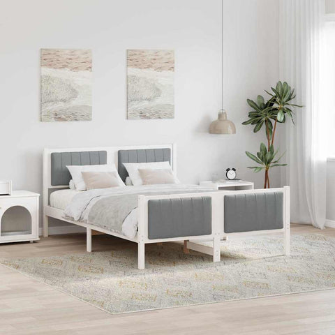 vidaXL Bed frame White and light grey 140 x 200 cm Solid pine wood