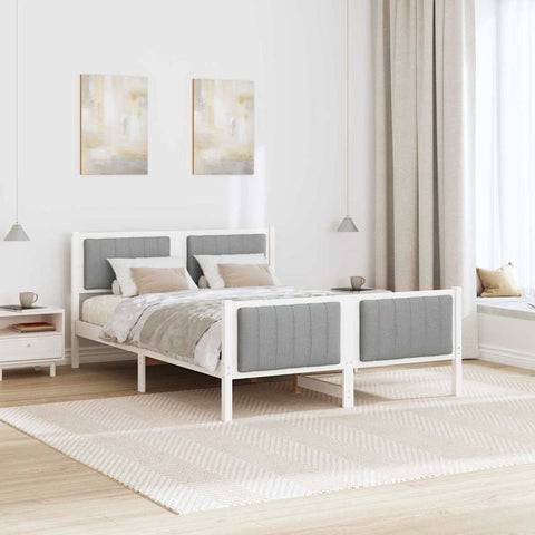 vidaXL Bed frame White and light grey 140 x 200 cm Solid pine wood