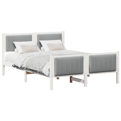 vidaXL Bed frame White and light grey 140 x 200 cm Solid pine wood