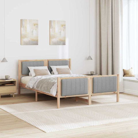 vidaXL Bed frame Brown and light grey 140 x 190 cm Solid pine wood