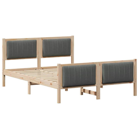 vidaXL Bed frame Brown and dark grey 140 x 190 cm Solid pine wood