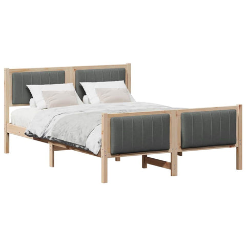 vidaXL Bed frame Brown and dark grey 140 x 190 cm Solid pine wood