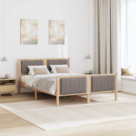 vidaXL Bed frame Brown and taupe 140 x 190 cm Solid pine wood