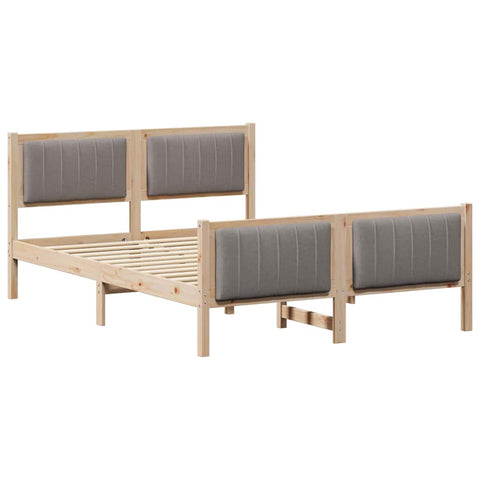 vidaXL Bed frame Brown and taupe 140 x 190 cm Solid pine wood
