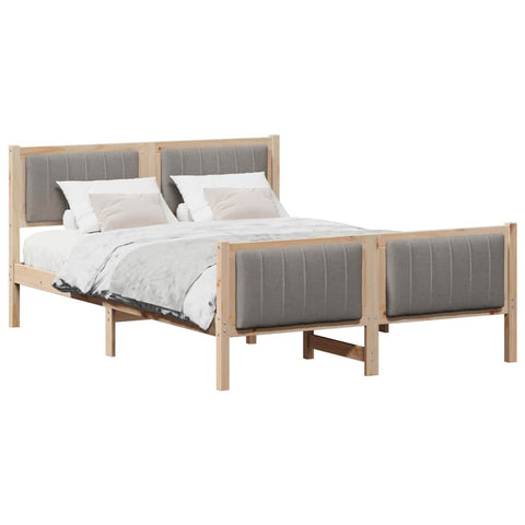 vidaXL Bed frame Brown and taupe 140 x 190 cm Solid pine wood