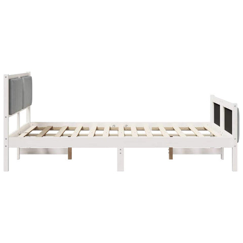 vidaXL Bed frame White and light grey 140 x 190 cm Solid pine wood