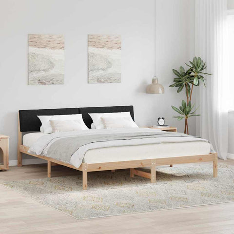 vidaXL Bed frame Brown and black 200 x 200 cm Solid pine wood