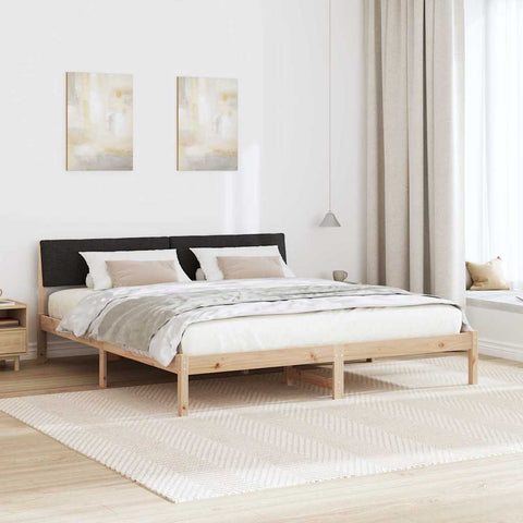 vidaXL Bed frame Brown and black 200 x 200 cm Solid pine wood