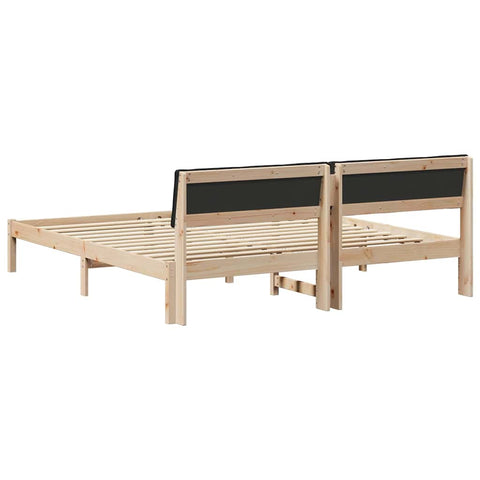 vidaXL Bed frame Brown and black 200 x 200 cm Solid pine wood