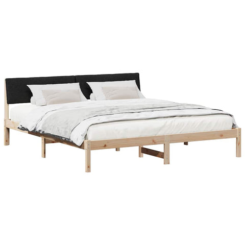 vidaXL Bed frame Brown and black 200 x 200 cm Solid pine wood