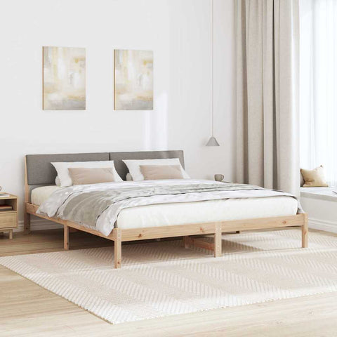 vidaXL Bed frame Brown and taupe 200 x 200 cm Solid pine wood