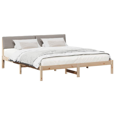 vidaXL Bed frame Brown and taupe 200 x 200 cm Solid pine wood