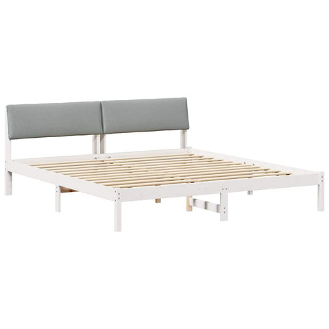 vidaXL Bed frame White and light grey 200 x 200 cm Solid pine wood