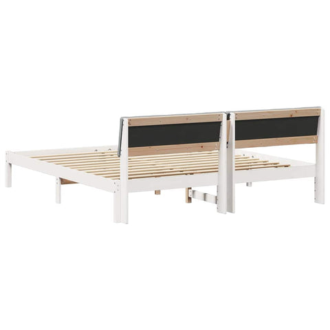 vidaXL Bed frame White and light grey 200 x 200 cm Solid pine wood