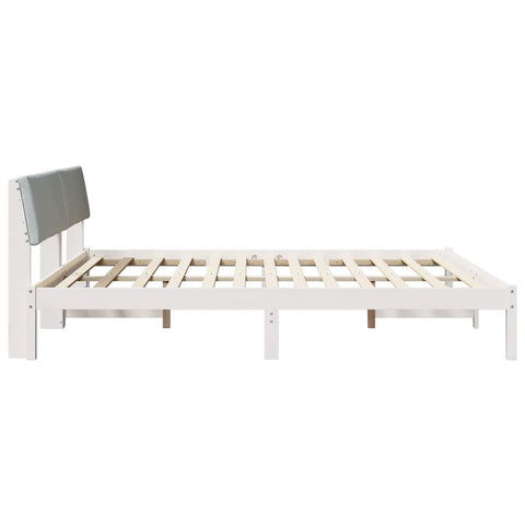 vidaXL Bed frame White and light grey 200 x 200 cm Solid pine wood