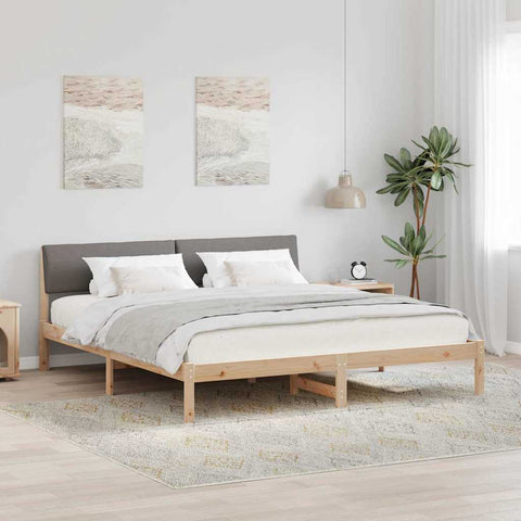 vidaXL Bed frame Brown and taupe 180 x 200 cm Solid pine wood