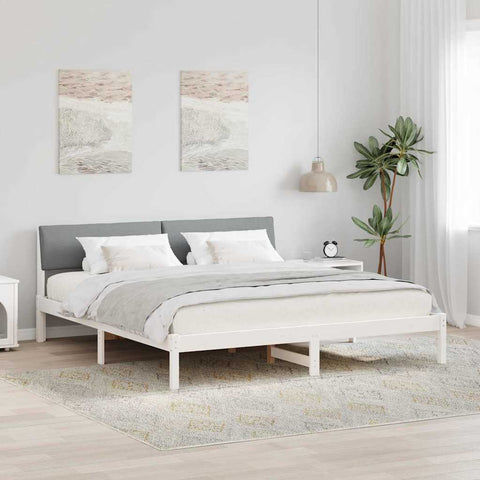 vidaXL Bed frame White and light grey 180 x 200 cm Solid pine wood