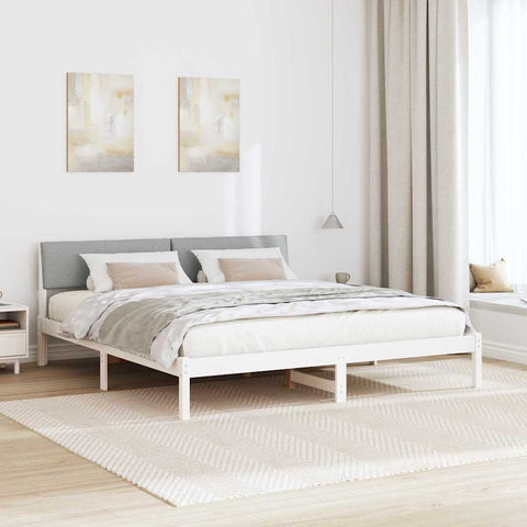 vidaXL Bed frame White and light grey 180 x 200 cm Solid pine wood