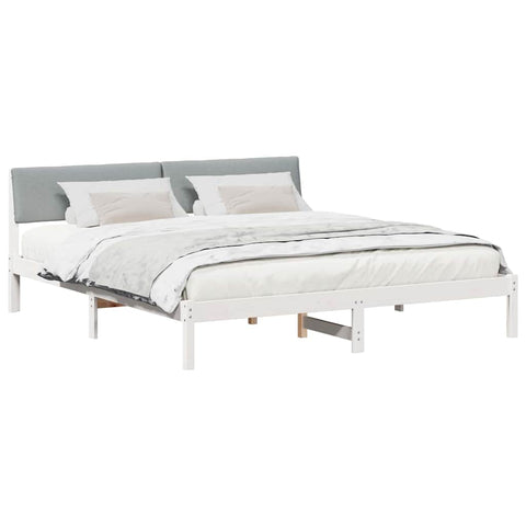 vidaXL Bed frame White and light grey 180 x 200 cm Solid pine wood