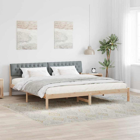 vidaXL Bed frame Brown and light grey 200 x 200 cm Solid pine wood