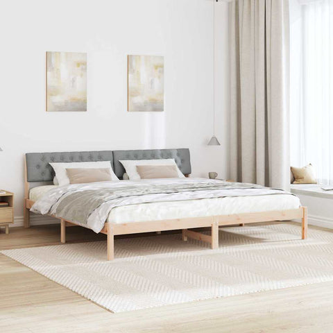 vidaXL Bed frame Brown and light grey 200 x 200 cm Solid pine wood