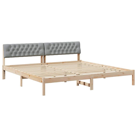 vidaXL Bed frame Brown and light grey 200 x 200 cm Solid pine wood