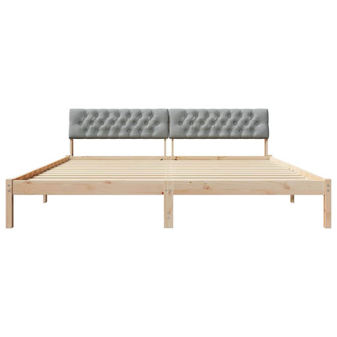 vidaXL Bed frame Brown and light grey 200 x 200 cm Solid pine wood