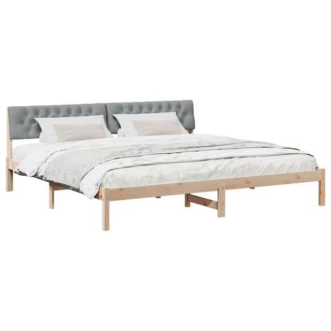 vidaXL Bed frame Brown and light grey 200 x 200 cm Solid pine wood