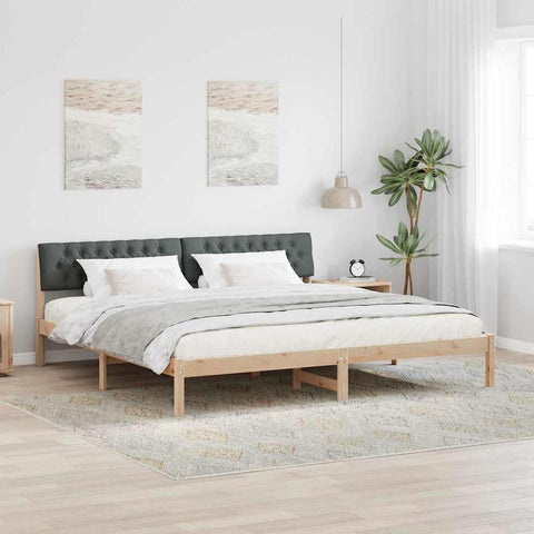 vidaXL Bed frame Brown and dark grey 200 x 200 cm Solid pine wood
