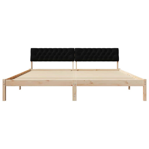 vidaXL Bed frame Brown and black 200 x 200 cm Solid pine wood