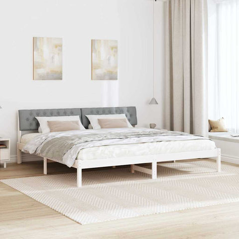 vidaXL Bed frame White and light grey 200 x 200 cm Solid pine wood