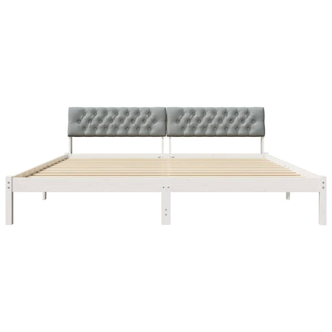 vidaXL Bed frame White and light grey 200 x 200 cm Solid pine wood