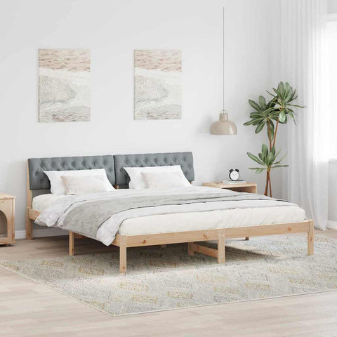 vidaXL Bed frame Brown and light grey 180 x 200 cm Solid pine wood