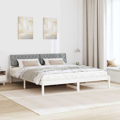 vidaXL Bed frame White and light grey 180 x 200 cm Solid pine wood