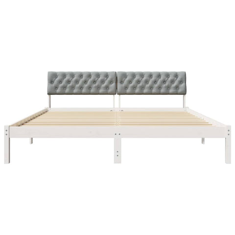 vidaXL Bed frame White and light grey 180 x 200 cm Solid pine wood