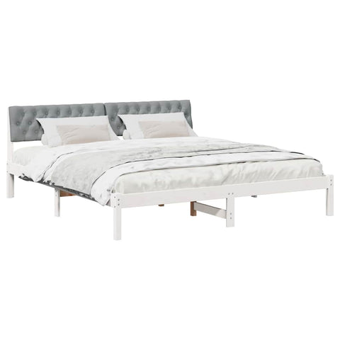 vidaXL Bed frame White and light grey 180 x 200 cm Solid pine wood