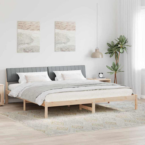vidaXL Bed frame Brown and light grey 200 x 200 cm Solid pine wood