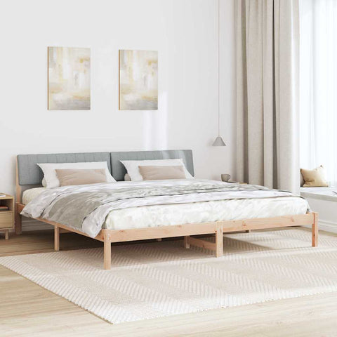 vidaXL Bed frame Brown and light grey 200 x 200 cm Solid pine wood